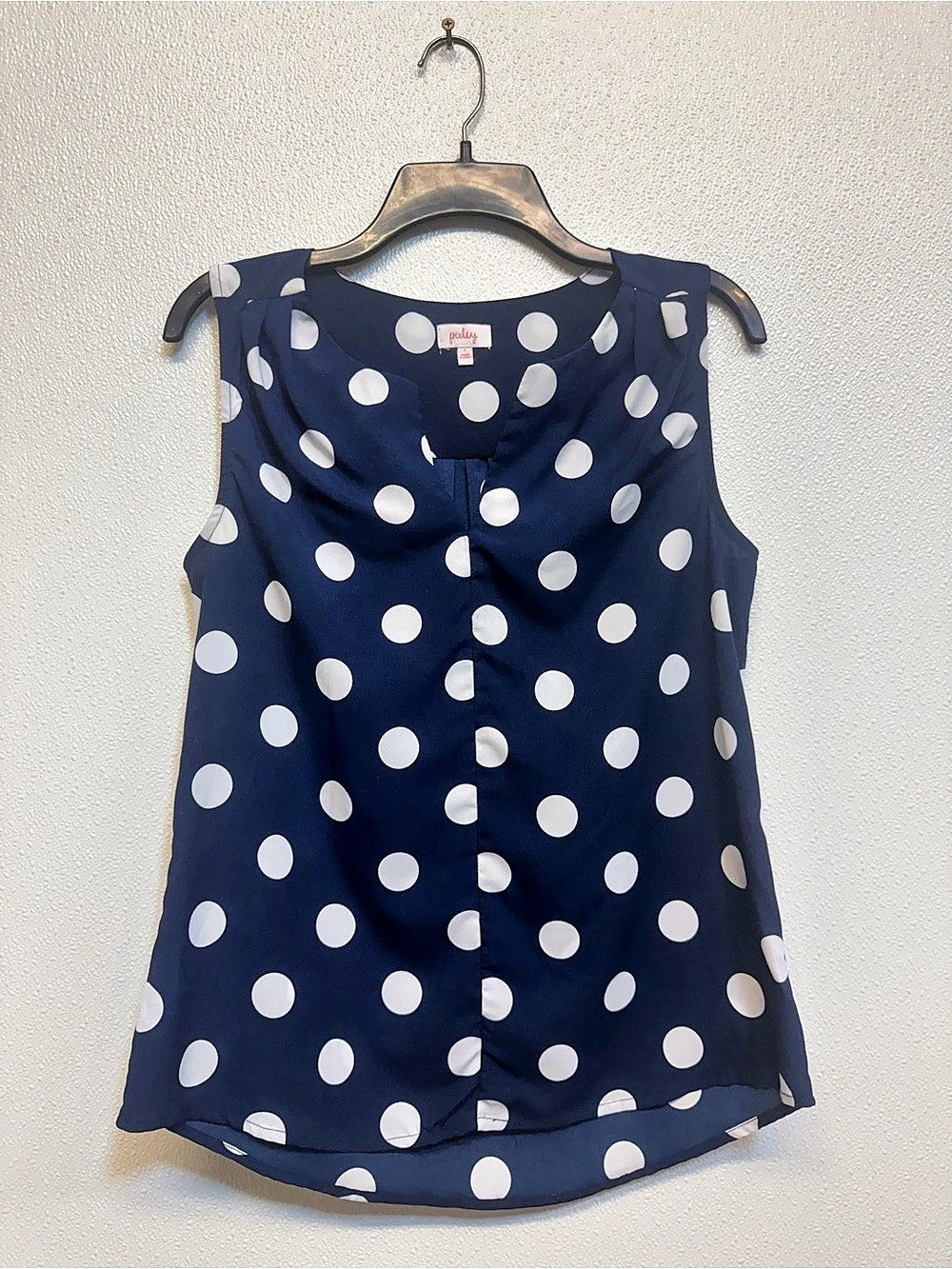 pixley Polka Dot Sleeveless Blouse in Blue & White Size Small (E-72)